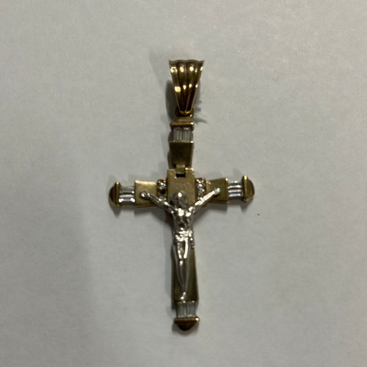 9ct yellow white gold cross